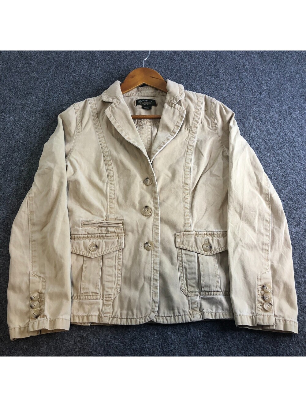 Eddie Bauer Womens Size Small Khaki Utility Safari Field Collared Jacket Coat